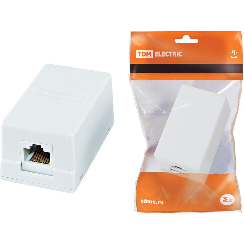 Изображение товара Компьютерная розетка RJ45 TDM ELECTRIC 1 гнездо, белая монтажная