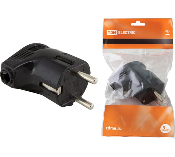 Изображение товара Угловая вилка, черная TDM ELECTRIC SQ1806-0008