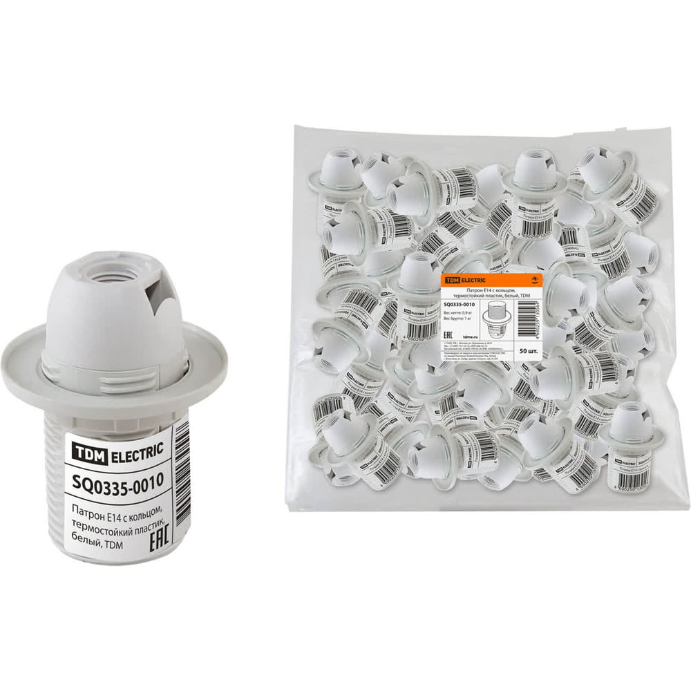 Изображение товара Патрон с кольцом Е14 белый TDM ELECTRIC SQ0335-0010
