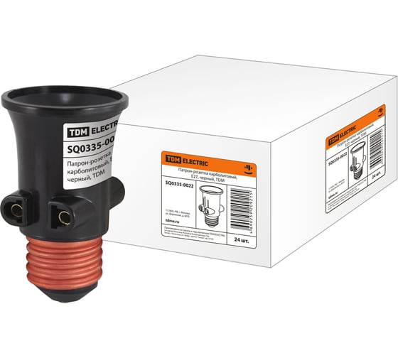 Изображение товара Карболитовый патрон-розетка Е27, черный TDM ELECTRIC SQ0335-0022