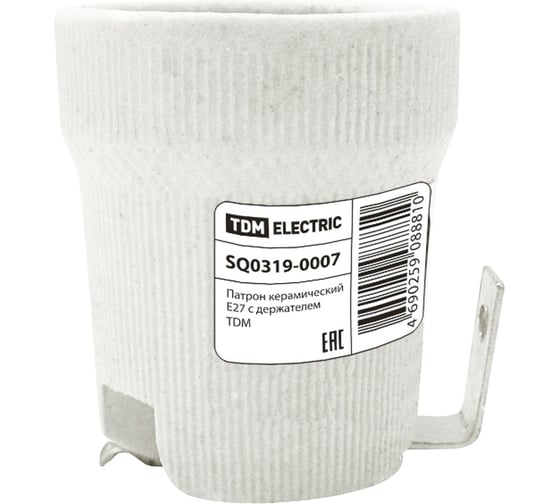 Изображение товара Керамический патрон E27 с держателем (200 шт) TDM ELECTRIC SQ0319-0007