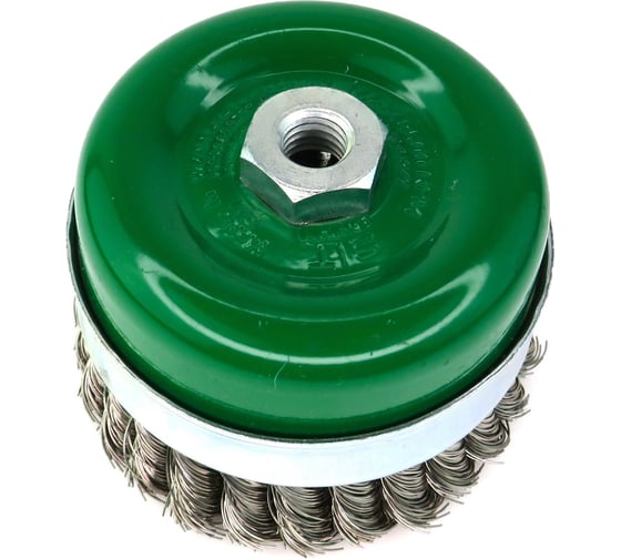 Изображение товара Щетка чашечная усиленная жгутовая с кольцом 105 мм, М14, нержавеющая сталь 0.5 мм для УШМ SIT 0938