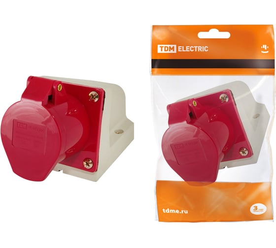 Изображение товара Стационарная розетка 124 TDM ELECTRIC 3Р+РЕ 32А 380В IP44 SQ0602-0005