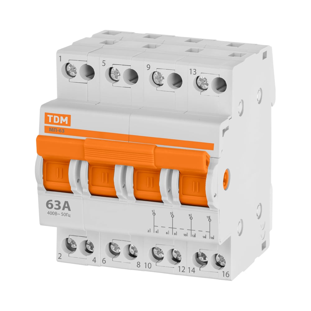 Изображение товара Модульный трехпозиционный переключатель TDM ELECTRIC МП-63 4P 63А SQ0224-0036
