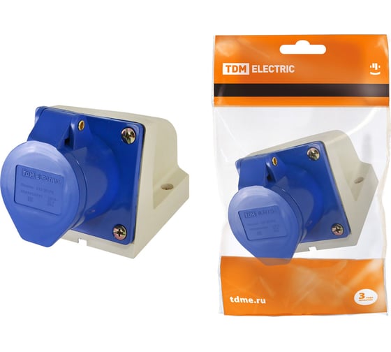 Изображение товара Стационарная розетка 133 TDM ELECTRIC 2Р+РЕ 63А 220В IP54 SQ0602-0010
