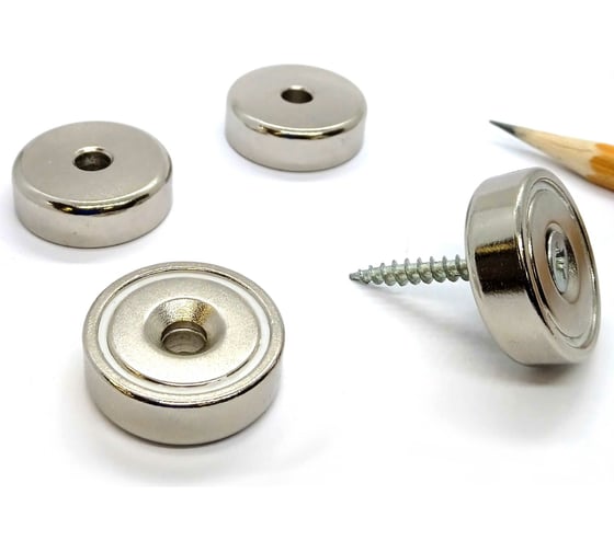 Изображение товара Магнитное крепление с зенковкой Проф-Магнит А25, сцепление 14 кг, 4 шт. PMYP-A-25