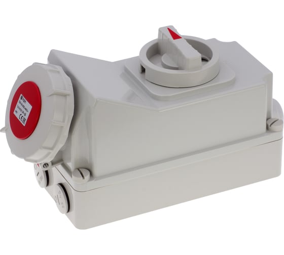 Изображение товара Настенная контейнерная розетка INPIN с выключателем и механической блокировкой 32A/400V/3P+E/IP67, никель. конт. CA5792