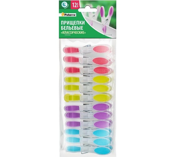Изображение товара Прищепки для белья PATERRA Классические, 82x38x15 мм, 12 шт. в упаковке 402-903