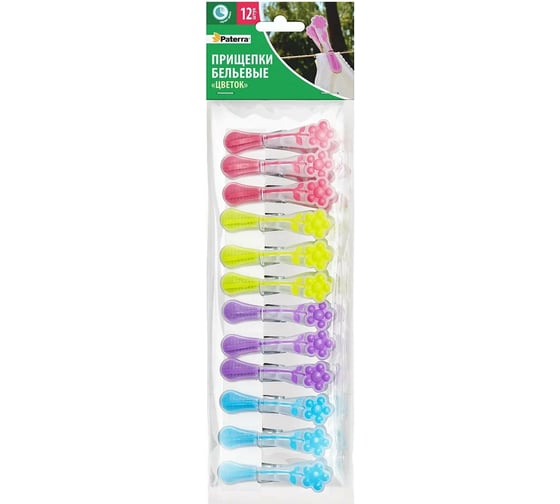 Изображение товара Прищепки для белья PATERRA Цветок, 87x32x23 мм, 12 шт. в упаковке 402-902