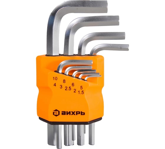 Изображение товара Набор имбусовых ключей Вихрь HEX 1.5-10 мм, 9 шт. 73/6/5/11