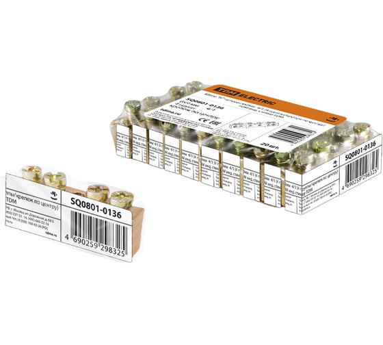 Изображение товара Нулевая шина "n" TDM ELECTRIC 6x9мм 4/1 (4 группы/крепеж по центру) инд. стикер SQ0801-0136