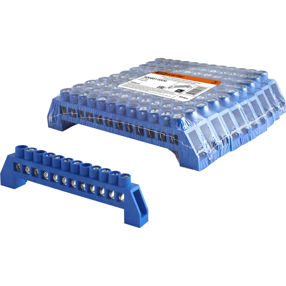 Изображение товара Нулевая шина TDM N 6x9 мм 12 групп никелированная с изолятором SQ0801-0320