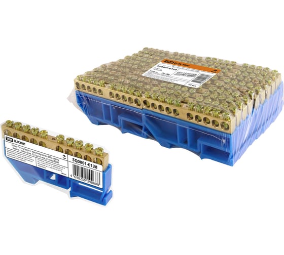 Изображение товара Нулевая шина "n" TDM с изолятором на din-рейку 6x9мм стойка бол. 10 групп инд. стикер SQ0801-0128