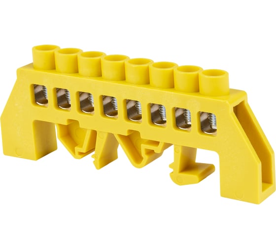 Изображение товара Шина "земля" "pe" TDM в желтом изоляторе на din-рейку 8x12мм 8 групп SQ0801-0215