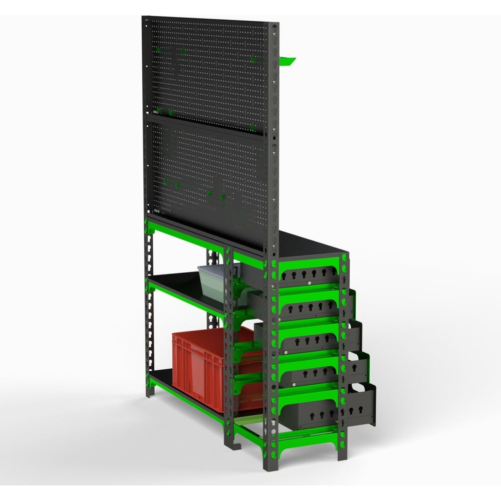 Изображение товара Стол-верстак Металекс с боковыми полками и аксессуарами, 950x1000x500 мм