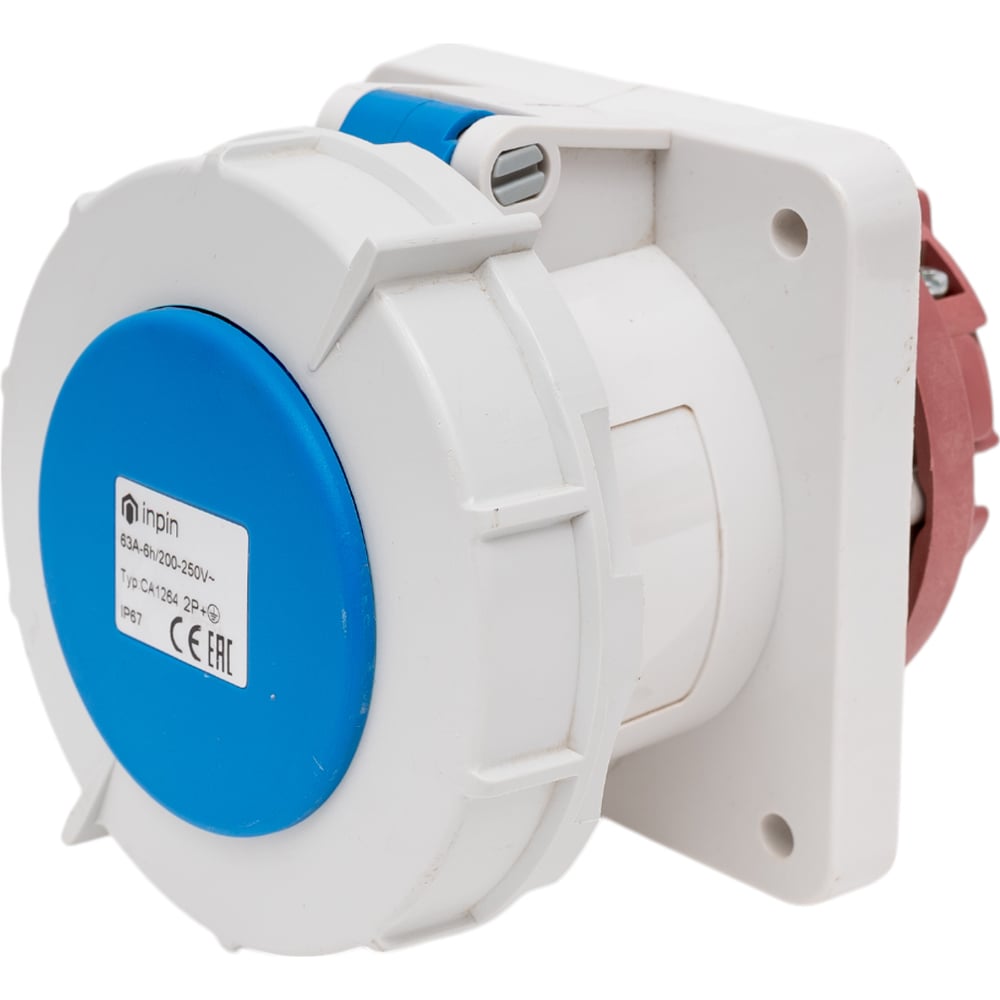 Изображение товара Встраиваемая розетка INPIN 63A 230V IP67 с крышкой для наружных работ