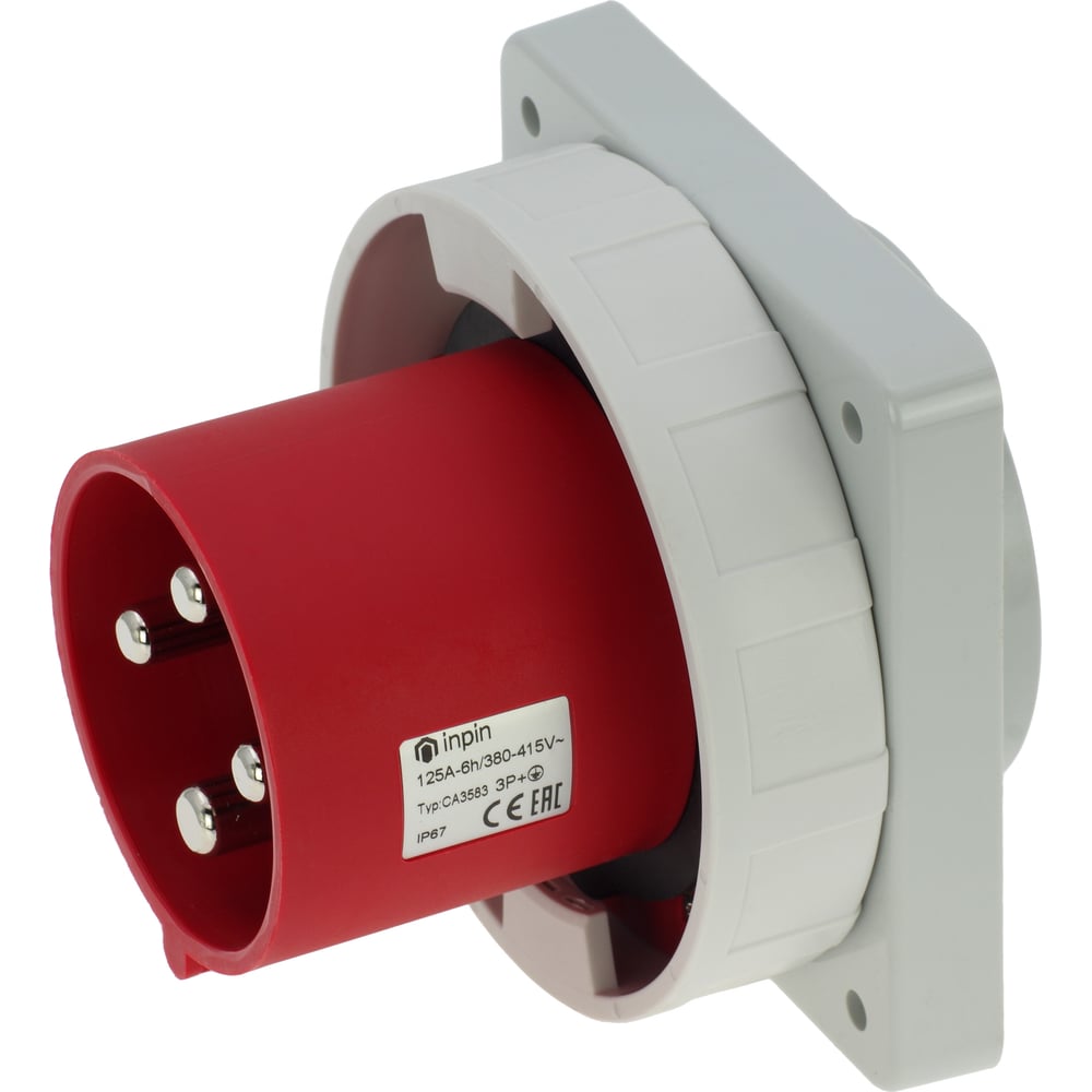 Изображение товара Встраиваемая панельная вилка INPIN 125A IP67 3P+E CA3583