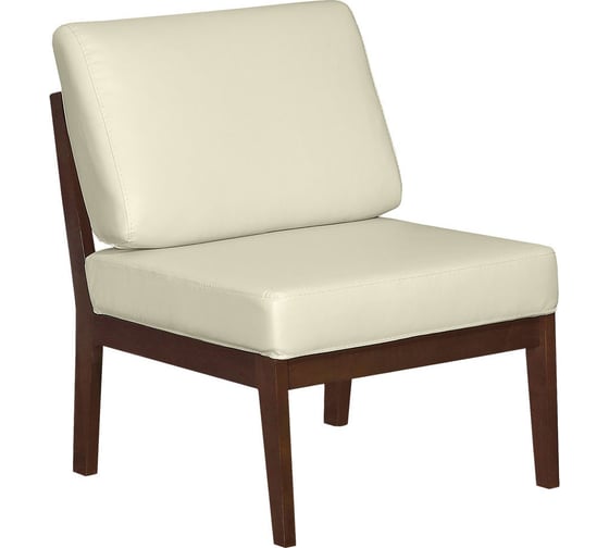 Изображение товара Кресло Мебелик массив, мягкое, экокожа крем, каркас орех 7547