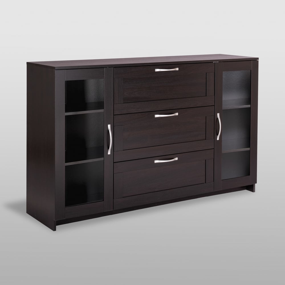 Изображение товара Тумба-комод Гуд ЛАКК СИРИУС 2 двери стекло 3 ящика венге черный