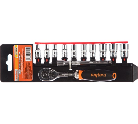 Изображение товара Набор торцевых головок и аксессуаров Ombra 1/4DR 12 предметов 55579 911412