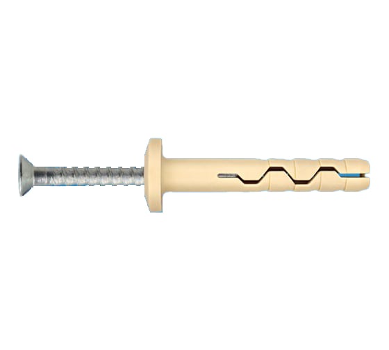 Изображение товара Дюбель-гвоздь ЕВРОПАРТНЕР нейлоновый, pdg f, с грибовидным бортиком, 6x60 мм, 90 шт. 89413