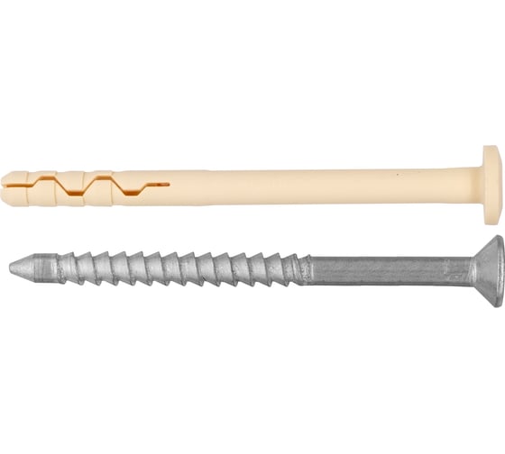 Изображение товара Дюбель-гвоздь ЕВРОПАРТНЕР нейлоновый, pdg f, с грибовидным бортиком, 6x80 мм, 35 шт. 1 0009 09