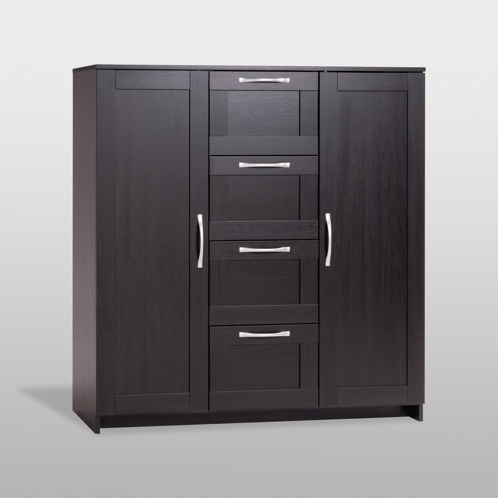 Изображение товара Тумба-комод Гуд Лакк Сириус 2 двери и 4 ящика, черный дуб венге, 117х41x123 см