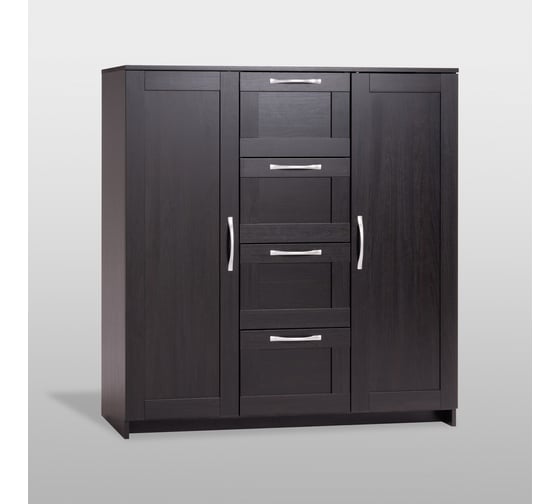 Изображение товара Тумба/комод Гуд ЛАКК СИРИУС 2 двери и 4 ящика, 117x41x123 см, черная, дуб венге 2.02.03.350.5