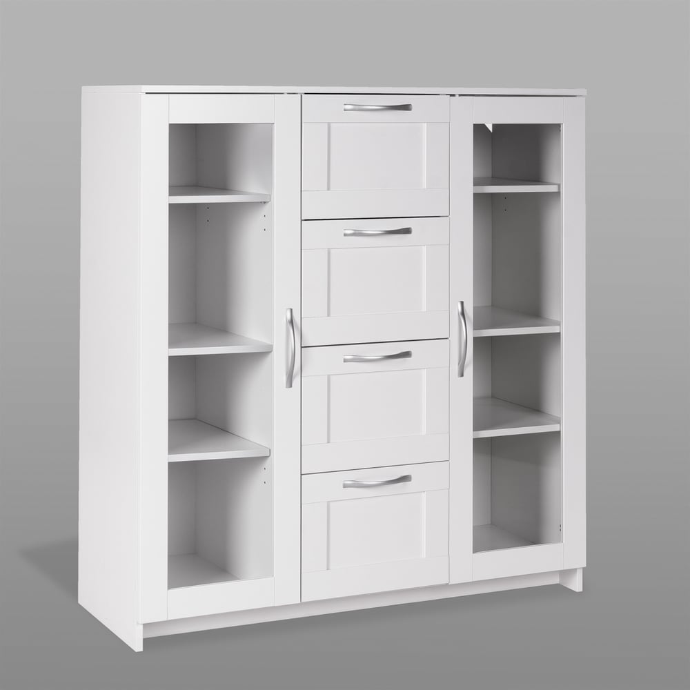 Изображение товара Тумба-комод Гуд ЛАКК СИРИУС 2 двери со стеклом 4 ящика белая