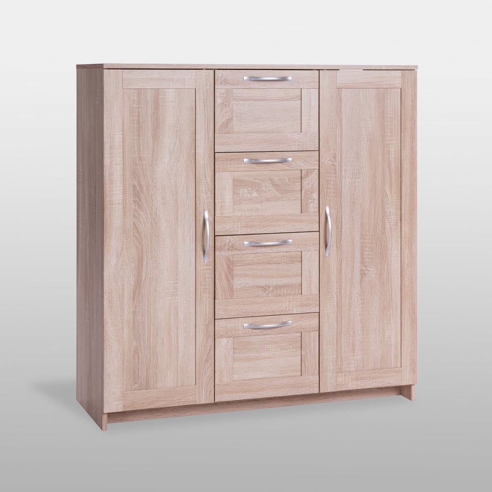 Изображение товара Тумба-комод Гуд ЛАКК СИРИУС 2 двери 4 ящика бежевый дуб сонома 117x41x123 см