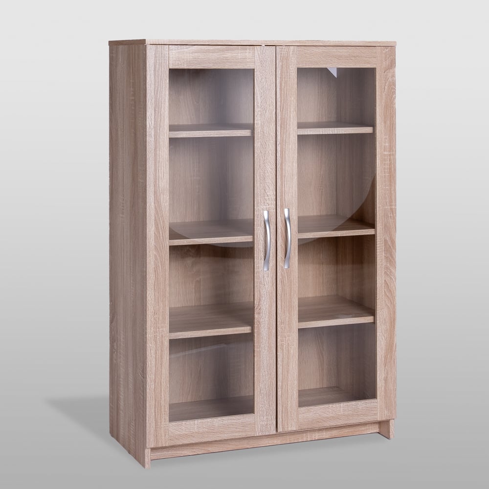 Изображение товара Тумба-комод Гуд ЛАКК СИРИУС 2 двери со стеклом бежевый дуб сонома 78x41x123 см