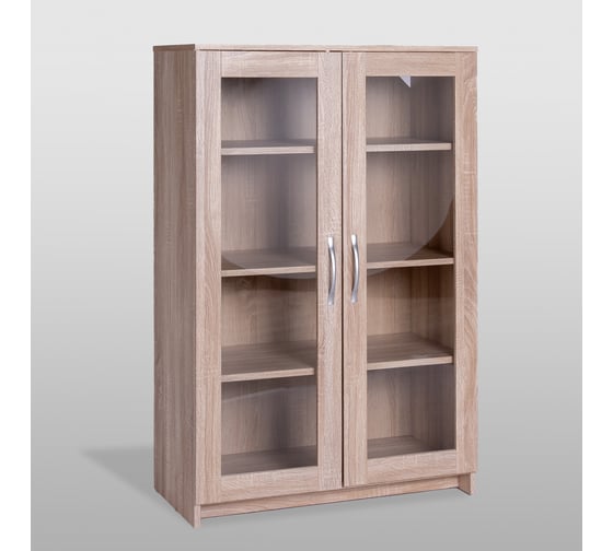 Изображение товара Тумба/комод Гуд ЛАКК СИРИУС 2 двери со стеклом, 78x41x123 см, бежевая, дуб сонома 2.02.03.390.3