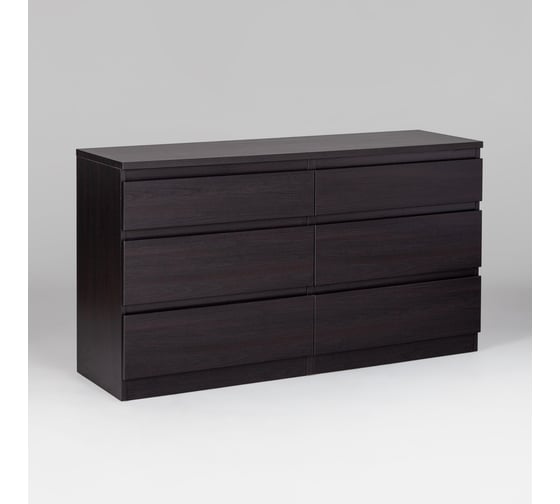 Изображение товара Комод Гуд ЛАКК КАСТОР 6 ящиков, 129x39x71 см, черный, дуб венге 2.03.02.080.5