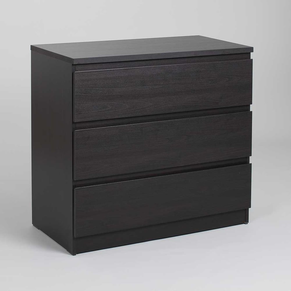 Изображение товара Комод Гуд ЛАКК МАЛЬТА 3 ящика, черный с венге, минимализм, размеры 80x48x76 см