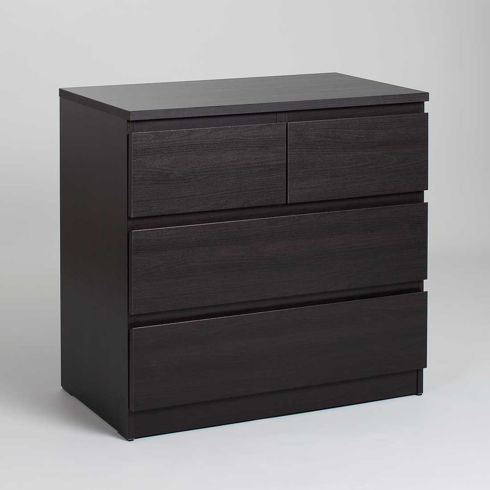 Изображение товара Комод Гуд ЛАКК Мальта 4 ящика, современный шкаф из ЛДСП, венге и черный