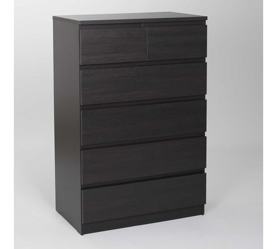 Изображение товара Комод Гуд ЛАКК МАЛЬТА 6 ящиков, 80x48x121 см, черный, дуб венге 2.05.02.100.5