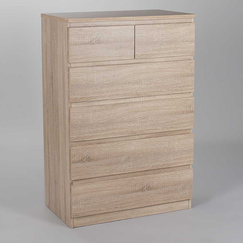 Изображение товара Комод Гуд ЛАКК МАЛЬТА 6 ящиков 80x48x121 см бежевый дуб сонома стиль минимализм