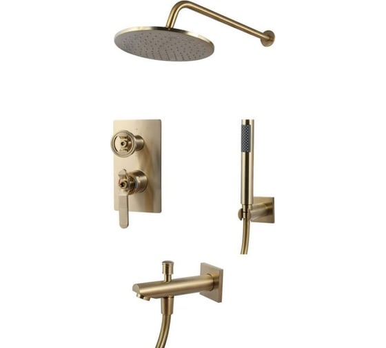 Изображение товара Встраиваемый душевой комплект BRONZE DE LUXE 1760's (верхний душ 250, ручной душ, излив) матовое золото 6630CG