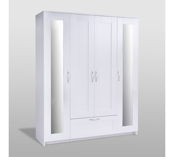 Изображение товара Шкаф Гуд ЛАКК СИРИУС 4 двери и 1 ящик с зеркалами, 156x50x190 см, белый 2.02.01.042.1