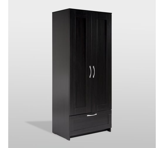 Изображение товара Шкаф Гуд ЛАКК СИРИУС 2 двери и 1 ящик, 78x50x190 см, черный, дуб венге 2.02.01.020.5