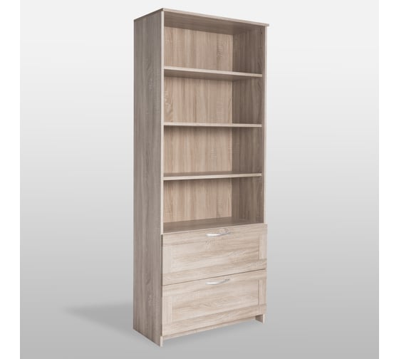 Изображение товара Стеллаж Гуд ЛАКК СИРИУС 2 ящика, 78x34x190 см, бежевый, дуб сонома 2.02.07.110.3