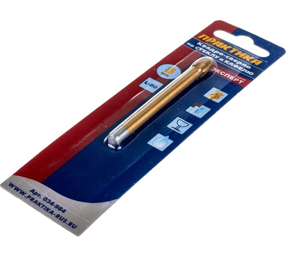 Изображение товара Сверло по стеклу Квадро (8 мм) ПРАКТИКА 034-984