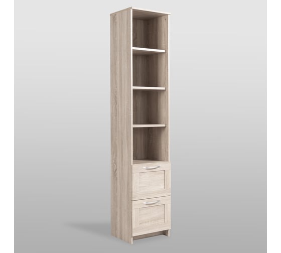 Изображение товара Стеллаж Гуд ЛАКК СИРИУС 2 ящика, 39x34x190 см, бежевый, дуб сонома 2.02.07.140.3