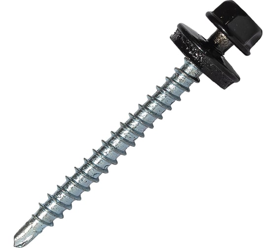 Изображение товара Саморез кровельный по дереву HARDWEX ТМ HWX2-W-P5-4.8x50 мм, св.№1, RAL 9005, 200 шт. 5190000023156