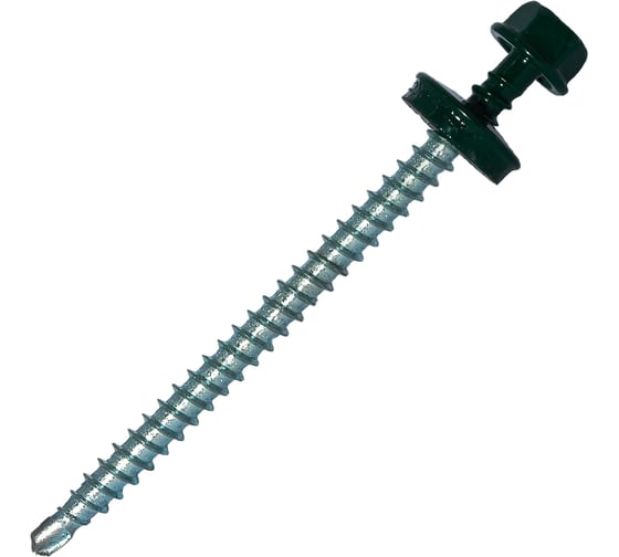 Изображение товара Саморез кровельный по дереву HARDWEX ТМ HWX2-W-P5-4.8x70 мм, св.№1, RAL 6005, 100 шт. 5190000023354