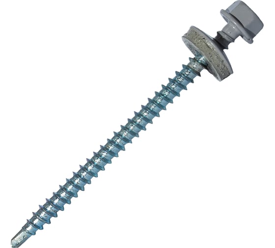 Изображение товара Саморез кровельный по дереву HARDWEX ТМ HWX2-W-P5-4.8x70 мм, св.№1, RAL 7004, 100 шт. 5190000023378