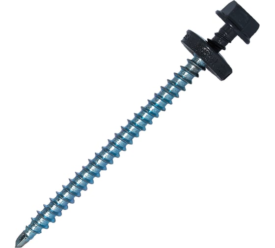 Изображение товара Саморез кровельный по дереву HARDWEX ТМ HWX2-W-P5-4.8x70 мм, св.№1, RAL 7024, 100 шт. 5190000023392