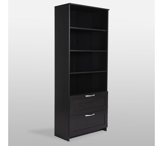 Изображение товара Стеллаж Гуд ЛАКК СИРИУС 2 ящика, 78x34x190 см, черный, дуб венге 2.02.07.110.5