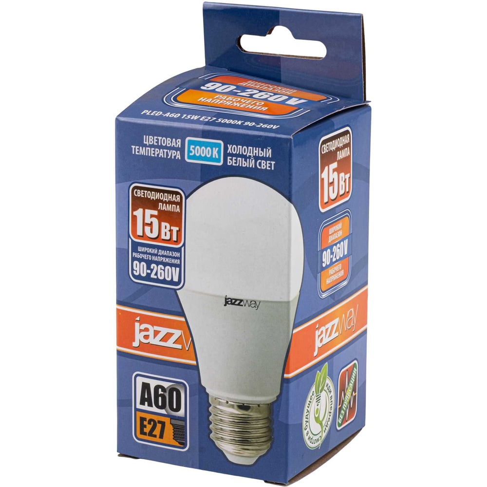 Изображение товара Светодиодная лампа Jazzway PLED-A60 15Вт E27 5000K 1300лм универсальная