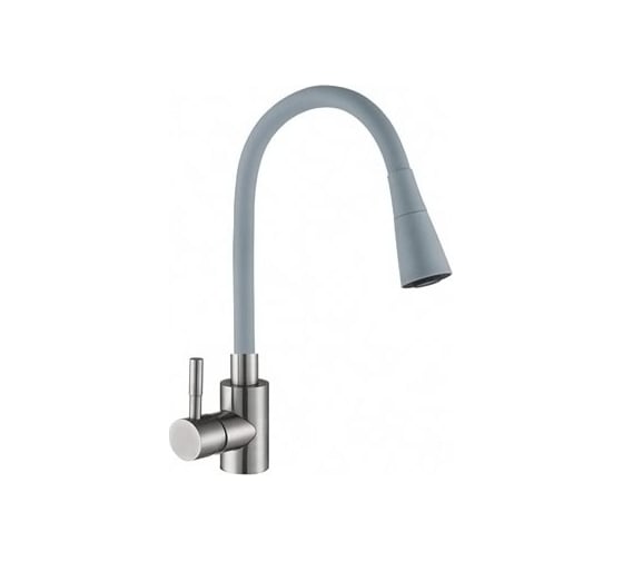 Изображение товара Смеситель для кухни Антей Мармелад с силиконовым изливом, серый, нержавеющая сталь 1/10 572573-ANT